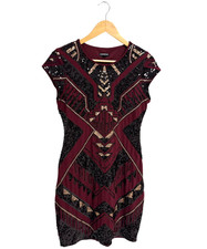 Express women's bodycon evening cocktail dress burgundy sequined size M