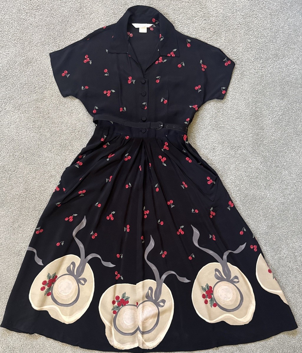 Vintage 80's/90's Express Black Red Poppy Floral Maxi Dress -V Neck Size 10  | eBay