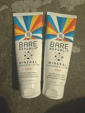 2 Bare Republic Mineral Sunscreen Lotion Face SPF 70 