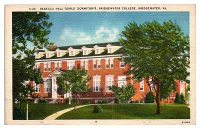 Postcard: H-30 REBECCA HALL (GIRLS' DORMITORY), BRIDGE WATER COLLEGE.