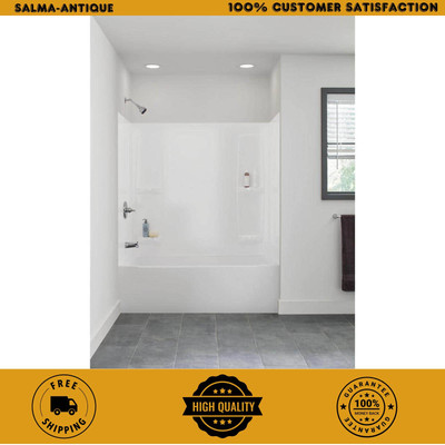 60 x 57'' Five Piece Glue Up Bath Tub Surround System High Gloss White Self Drain
