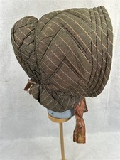 antique hat winter bonnet hand made quilted silk /homespun early 19thc best