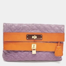 Marc Jacobs PurpleOrange Quilted Leather Oversized Clutch