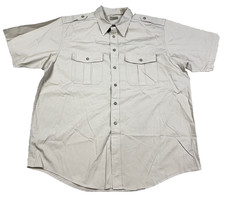 Vintage LL Bean Safari Shirt Men XL Tan Khaki Button Up Pocket Camp Guide Adult