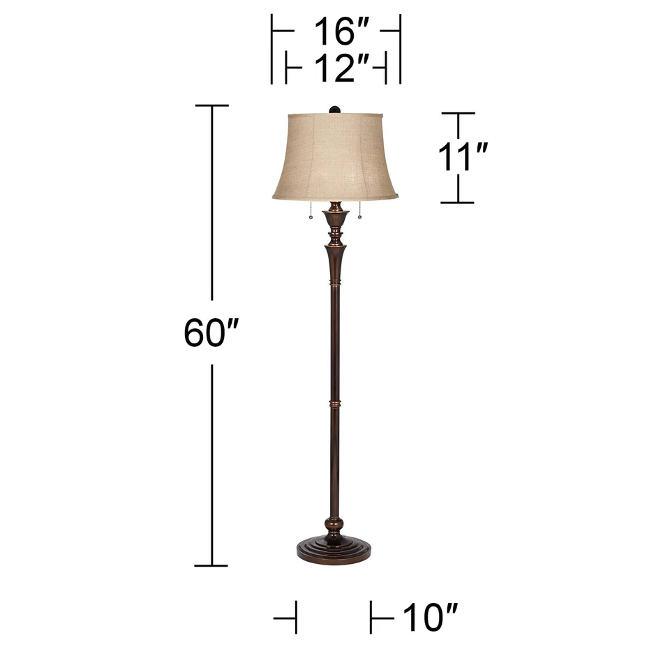 Brooke Rustic Floor Lamp 60" Tall Bronze for Living Room Bedroom Office House - Image 4 of 4