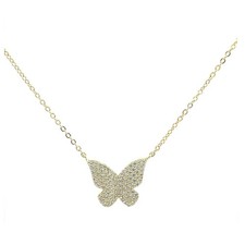 Butterfly Necklace 925 Sterling Silver Cubic Zirconia Women's Jewelry