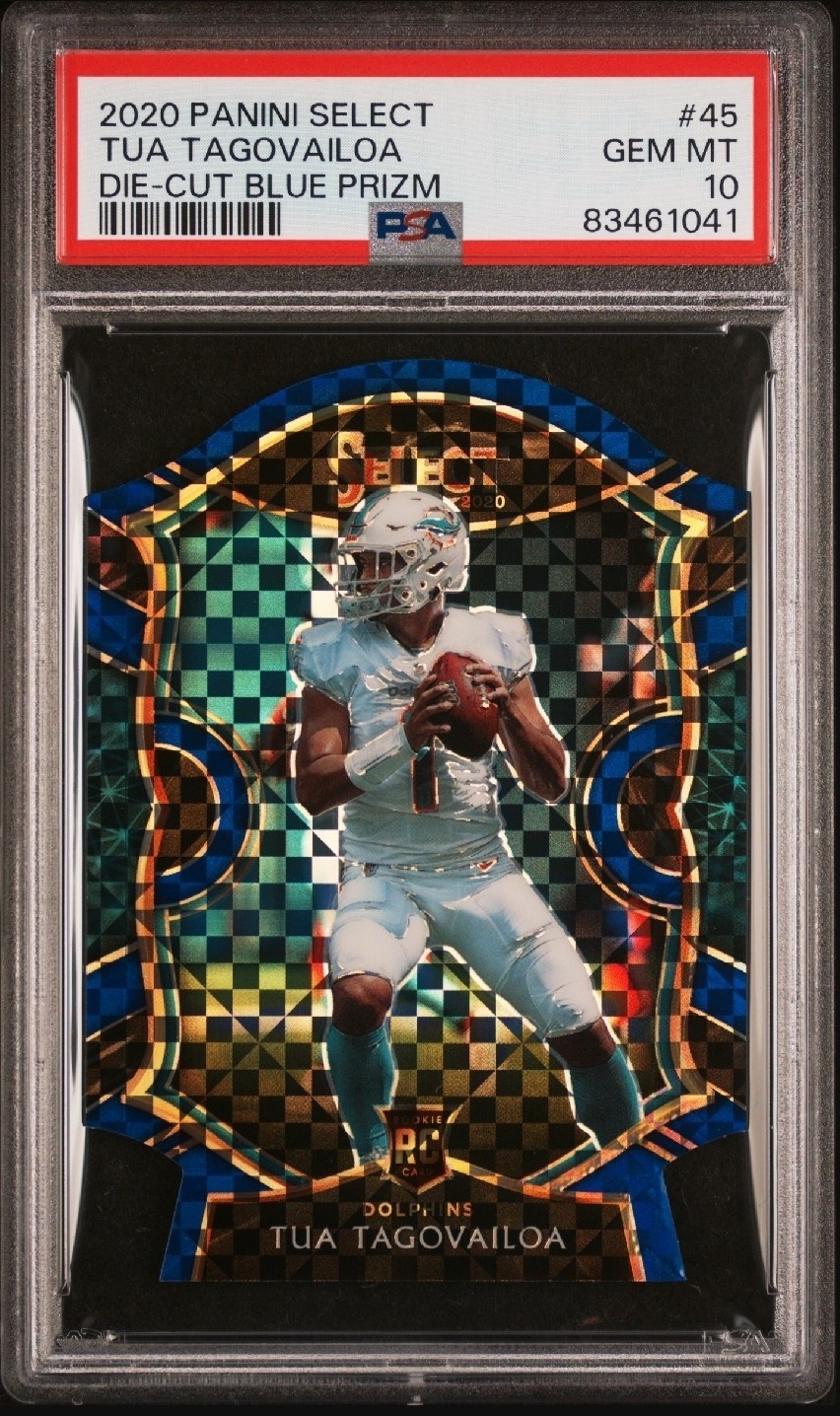 Tua Tagovailoa Panini Select #45 Die-Cut Blue Prizm