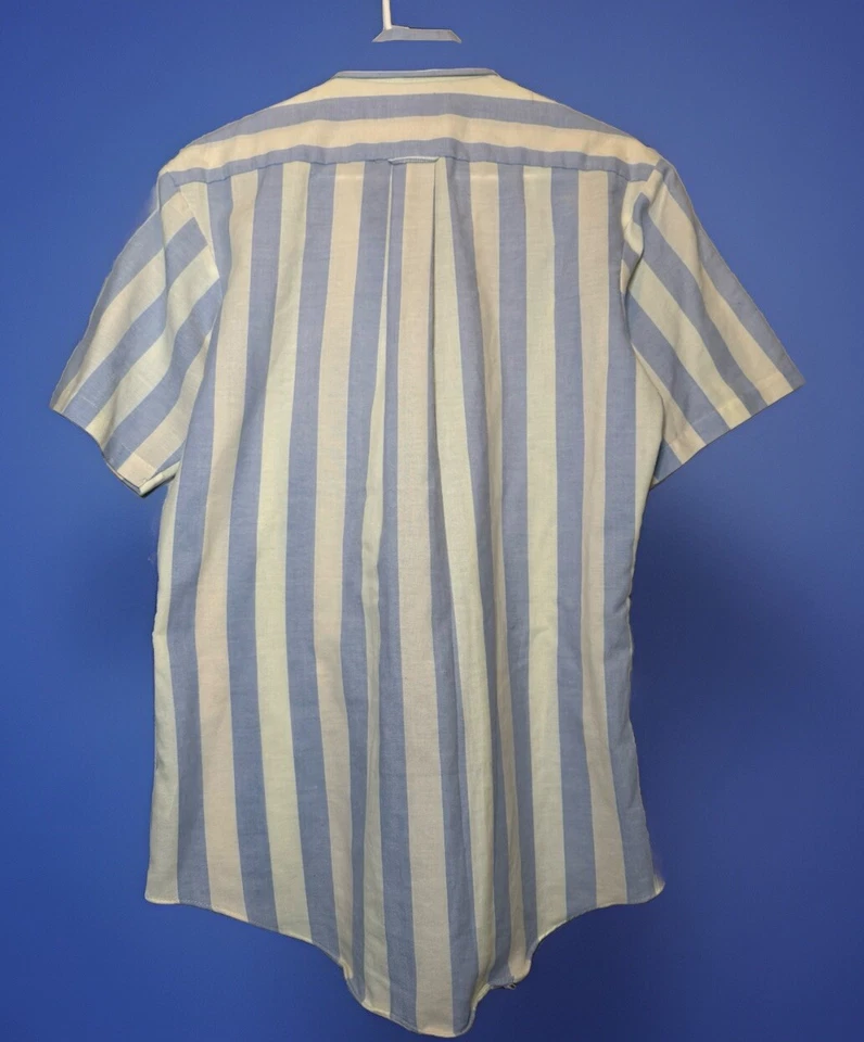 Le Tigre VTG Shirt Men Large Striped Blue/ White Button Down    - Image 2 of 3