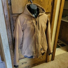 XL Berne Workwear Brown Duck Cloth Chore Jacket Full Zip Hooded EXCELLENT COND