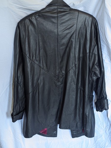 Maggie Lawrence Leather Coat Women's Large Red Satin Lining Mid-length Cosplay - Picture 6 of 6
