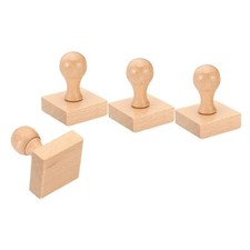 45mm Stamp Wood Square Handle 4 Pack Wooden Knobs Stamp Mounts Drawer Pulls f...