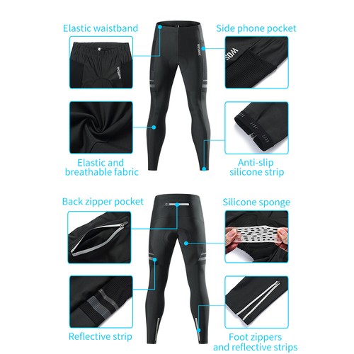 WOSAWE Herren Radfahren Trikot lange Ärmel gepolsterte lange Hose Sportkleidung - Picture 15 of 25