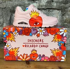 Skechers Uno Flaming Heart 177956 Ricardo Cavolo Pink Womens New In Box