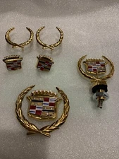 New Fits 1980- 92 CADILLAC BROUGHAM HOOD ORNAMENT TRUNK EMBLEM GOLD PACKAGE SET