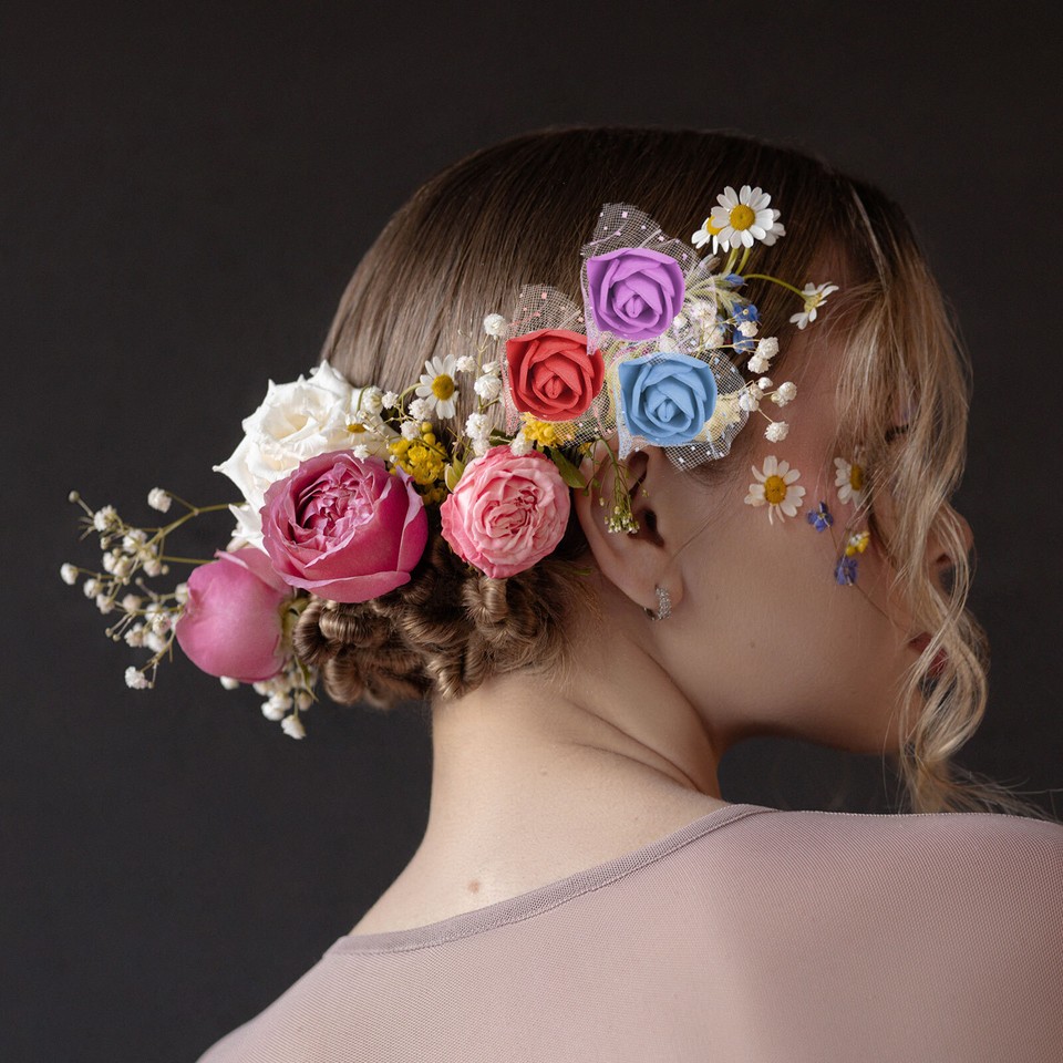 144Pcs 0.98" Mini Rose Artificial Flower Heads Bulk with Stem & Gauze