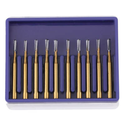 10pcs /set High Speed Dental Tungsten Steel Crown Metal Cutting Burs FG1957 DE