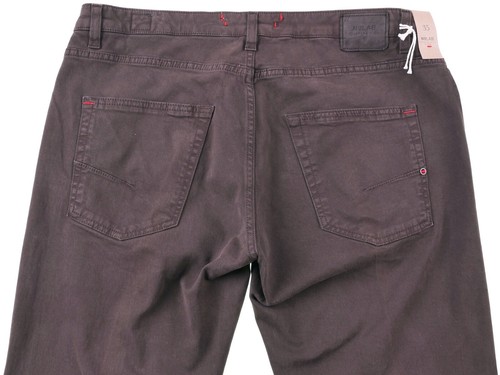 NEW NoLab Clothing Made in ITALY Chocolate Brown Cotton 5 Pkt Pants 35 x 34 NWT - Picture 9 of 10