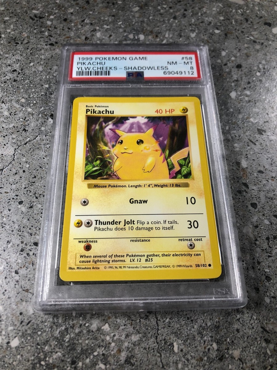 Pokemon TCG Cards SHADOWLESS Pikachu 58/102 Base Set Yellow Cheeks