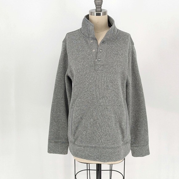 Goodfellow Half Button Pullover Sweater Gray S ca… - image 1