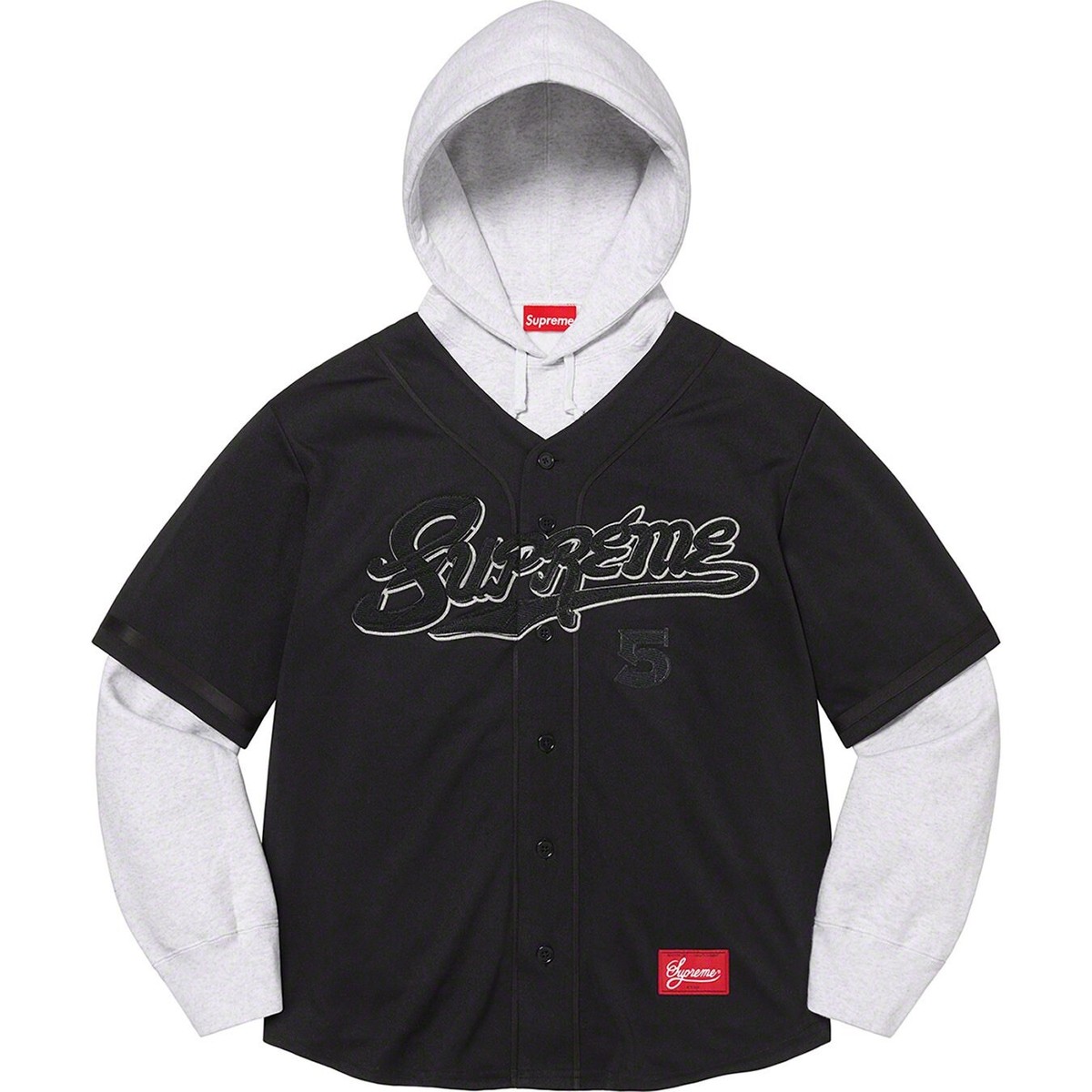 Supreme Baseball Jersey Hooded Sweatshirt Size L Black SS22 Supreme Baseball Jersey Hooded Sweatshirt Size L Black SS22