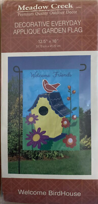 Meadow Creek Welcome Friends Birdhouse Garden Flag 12.5  X 18  Outdoor Decor