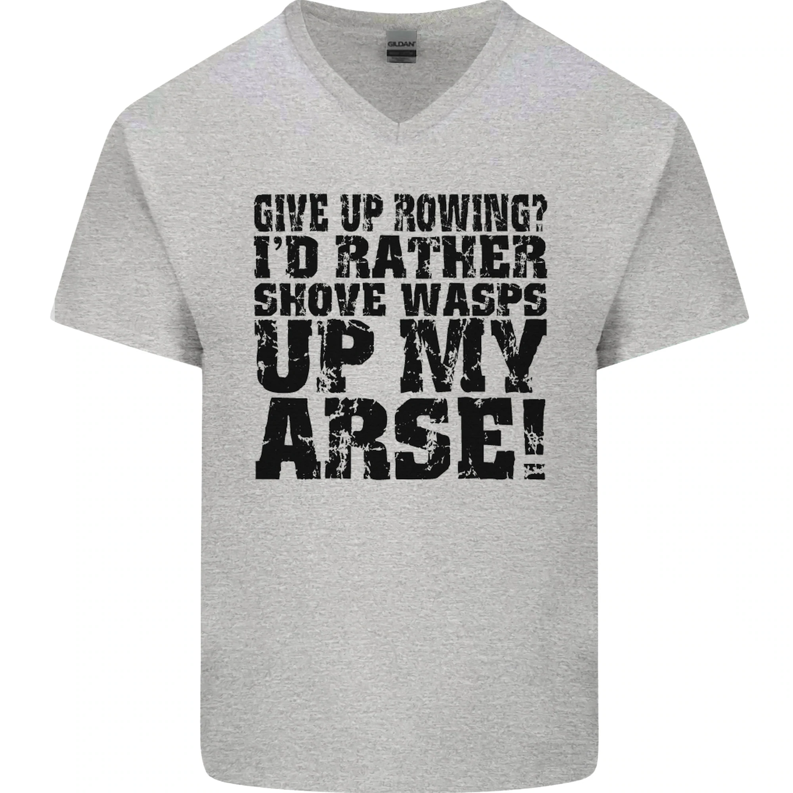 FILA Give up Rowing? Boat Rower Coxman Funny Mens V Neck Cotton T Shirt