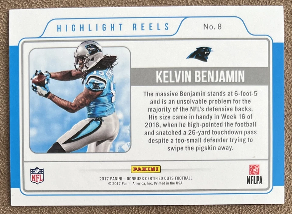 Kelvin Benjamin 2017 Certified Cuts Highlight Reels Silver #8 /99 Numbered NFL - Image 2 of 2