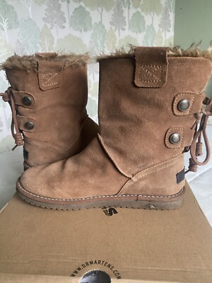 Tamaris Fur lined Leather Suede Boots Size UK