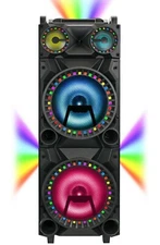 QFX PBX-1212 2 x 12" Party Speaker +Bluetooth +USB/SD/FM +3-Disco RGB Lights
