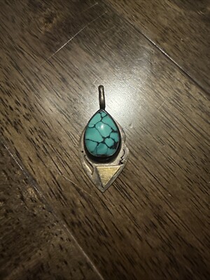 Sassi La Muth David Lee Sterling Gold Dichroic Glass  Blue Apatite Pendant 2.75 