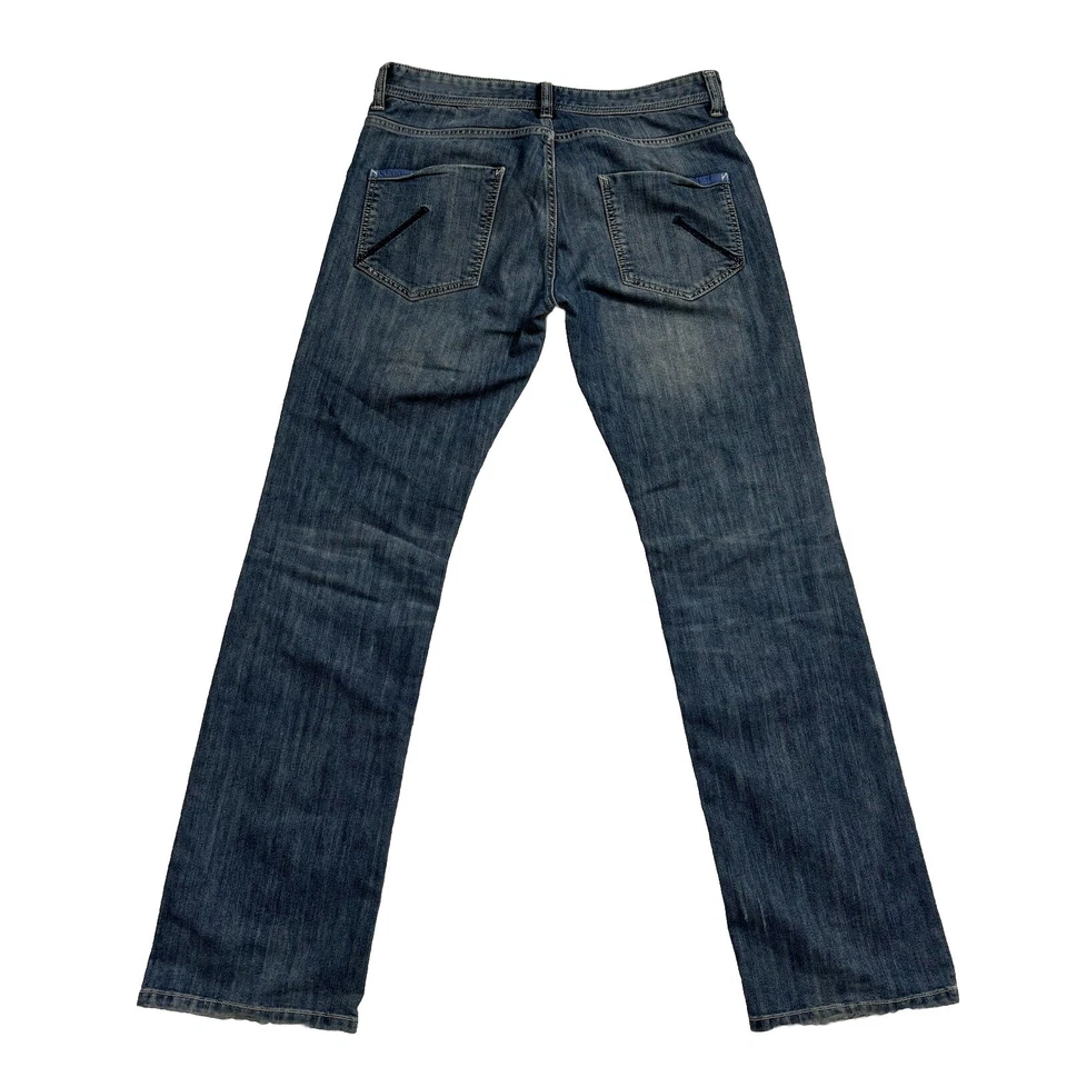 VTG Y2K ICE Iceberg Mens Sz 33 (35x34) Blue Denim Jeans Logo Straight Gilmar - Image 3 of 4