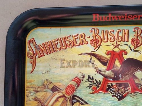 VINTAGE 87 ANHEUSER BUSCH VASSOIO DA PORTATA IN LATTA BIRRA ORIGINALE BUDWEISER ARREDAMENTO UOMO-GROTTA - Foto 6 di 10