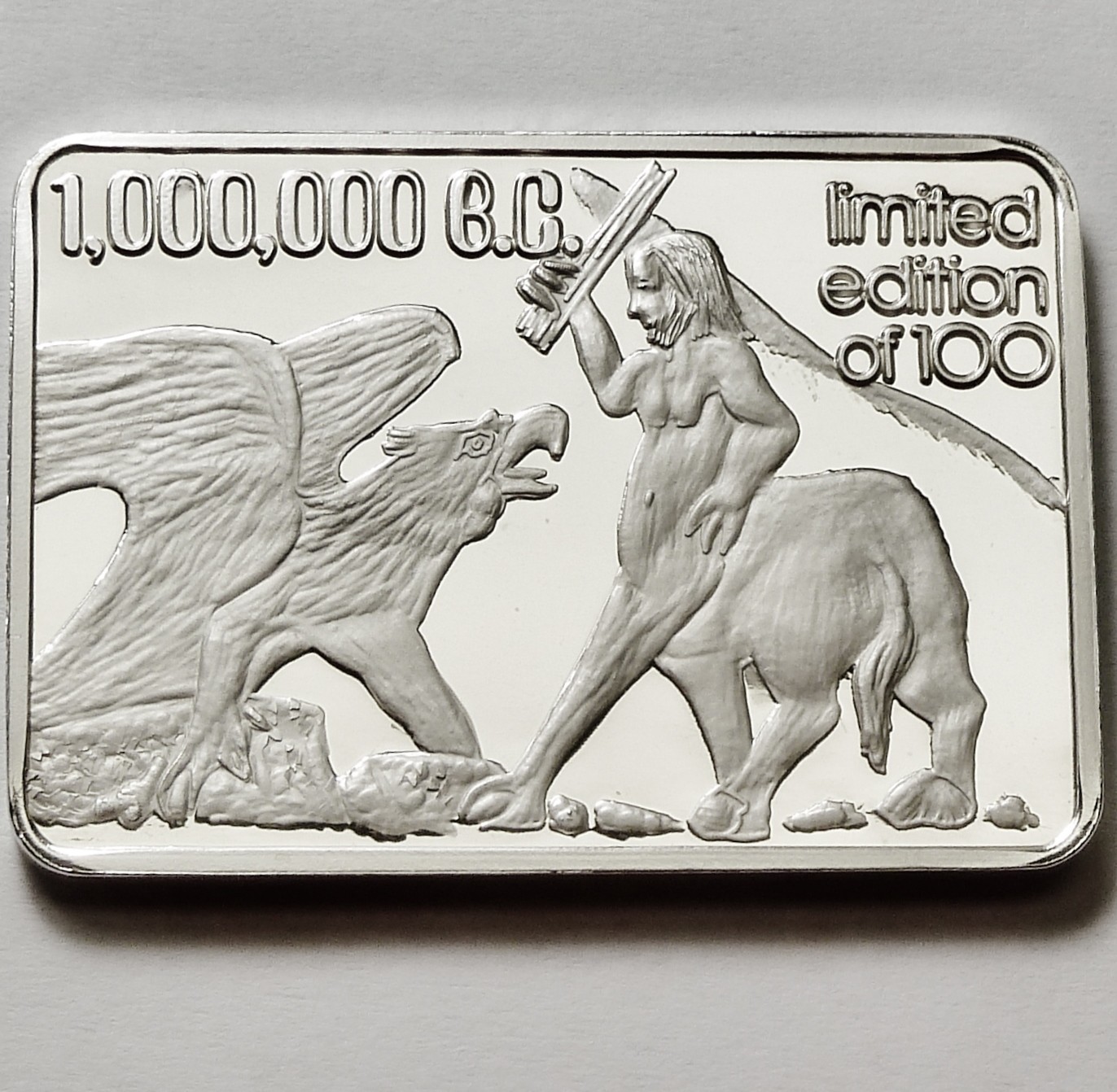 GREEN COUNTRY MINT ONE MILLION B.C. 1 OZ .999 SILVER BAR RARE Only 