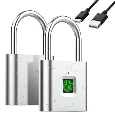 Waterproof Fingerprint Padlock Keyless Lock Rechargeable Smart Lock Gym Locker