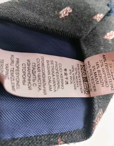 Grey Wool Blend Brown Owl Necktie Unbranded Embroidered 5% Wool Hard To Find - Picture 7 of 9