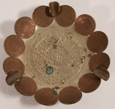 Vintage Mexican 20 Centavos 1971 1973 1974 Myan Ashtray 12 Coins