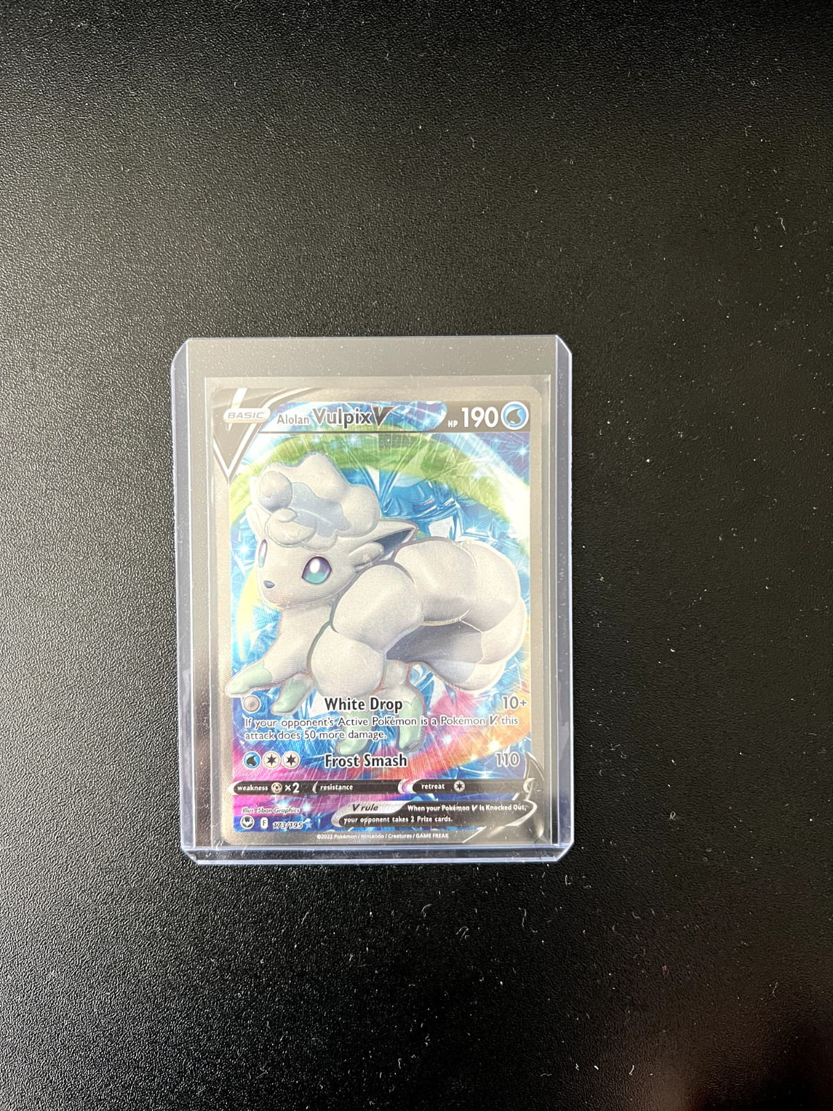 Alolan Vulpix V (Full Art) 173/195 Swsh12: Silver Tempest Holo (MINT, NEVER PLAY