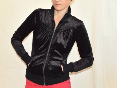 Divided By H & M Y2K Vintage Black Velour Zip Up Pockets