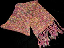 XHILARATION womens 60 inch long WINTER SCARF rainbow colors fringe trim one size