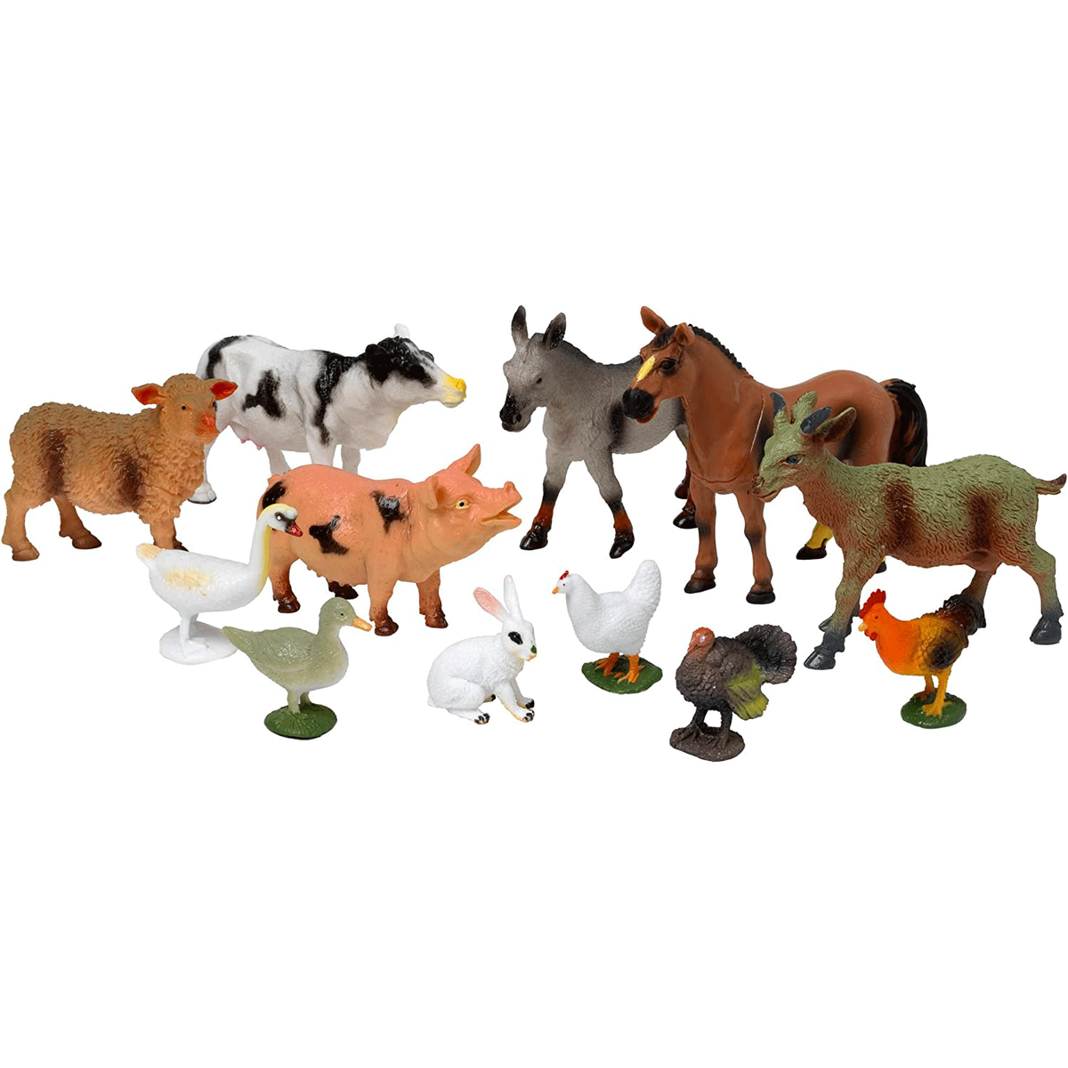 Peterkin 9152 12 Piece Farm Animal Playset Toy for Kids Multi