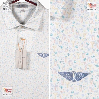PETER MILLAR Summer Golf Polo Palmer Lemonade   LARGE L   White Olympic Club
