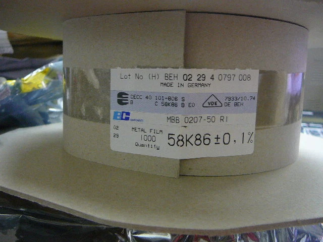 Resistencia de película metálica BC Components MBB0207 58,86 K ohmios 0,1 % 0,6 W 50 ppm NUEVO Foto 2 de 2