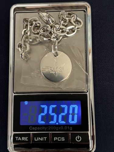 GUCCI TRADEMARK ENGRAVED .925 STERLING SILVER ROUND CHARM BRACELET. - Picture 8 of 9