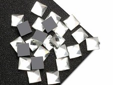 100 Clear Faceted Square Flatback Glass Crystal Rhinestone Gems 10X10mm No Hole