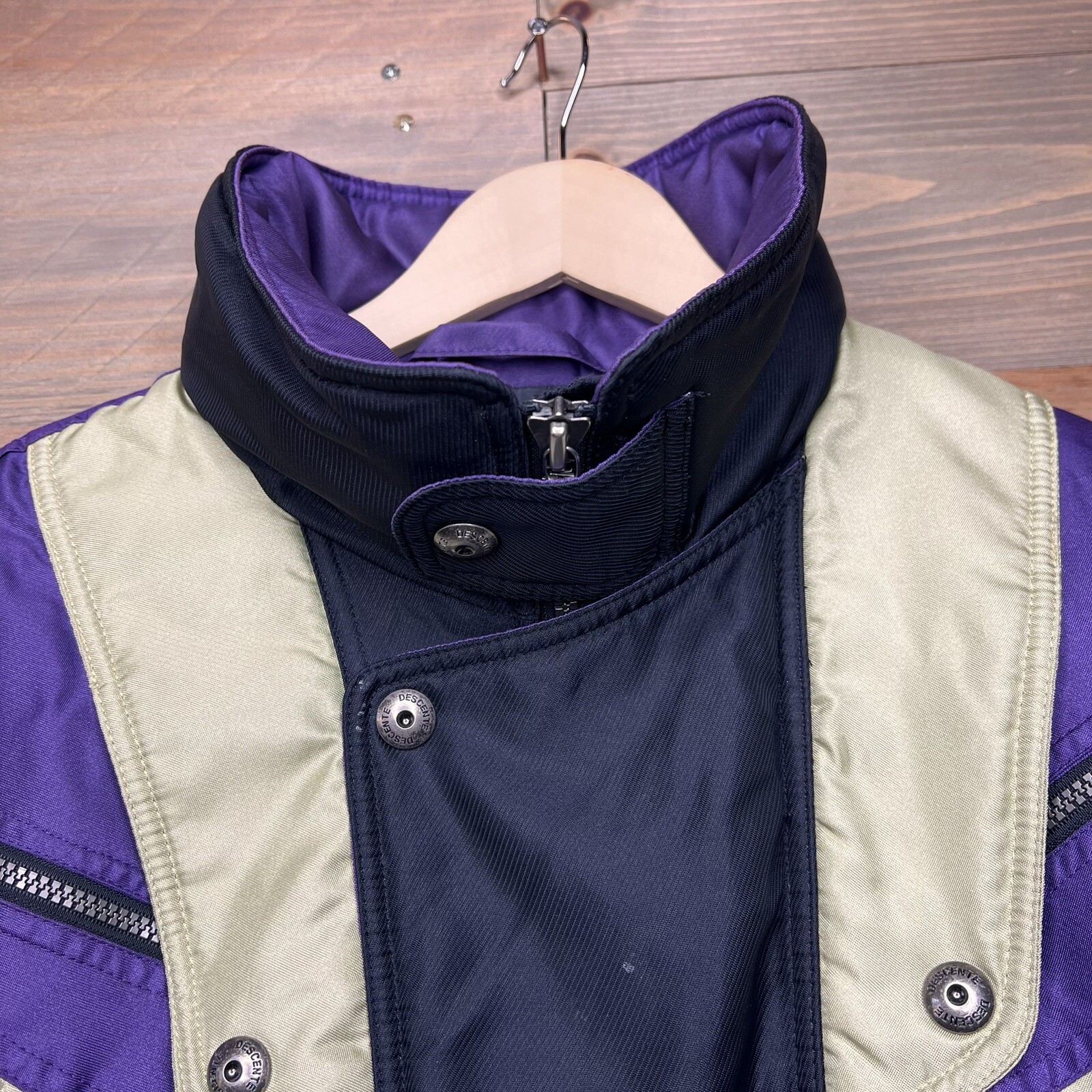 Vintage Descente Ski Jacket Purple Black Colorblock Snowboarding Men's