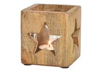 Windlicht Mit Stern FüR Teelicht Aus Mangoholz Mit Glas Laterne Kerzen Garten