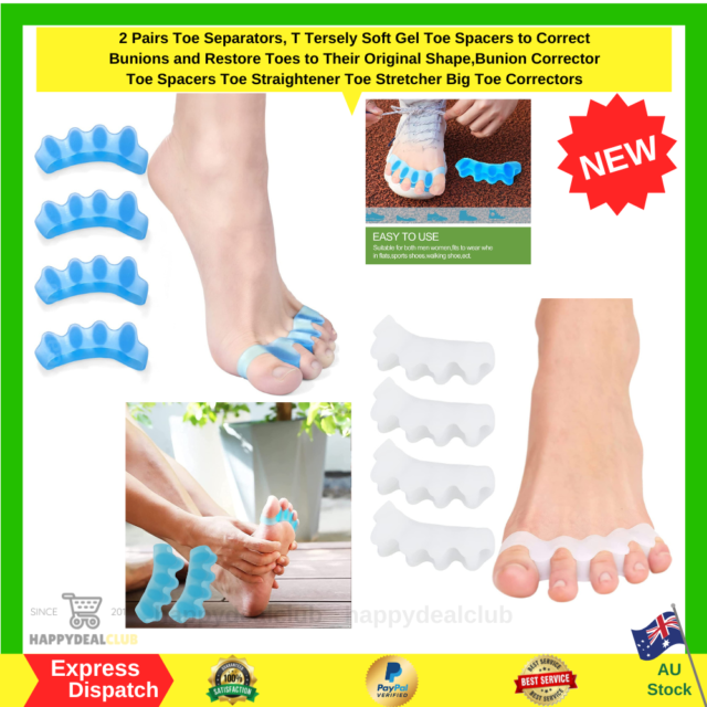 Toe Separator Soft Gel Toe Spacers to Correct Bunions | 2 pairs Blue NEW