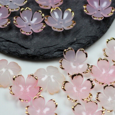 100Pcs Acrylic Gold Edge 5-Petal Flower Beads 19mm DIY Jewelry Hairpins Crafts
