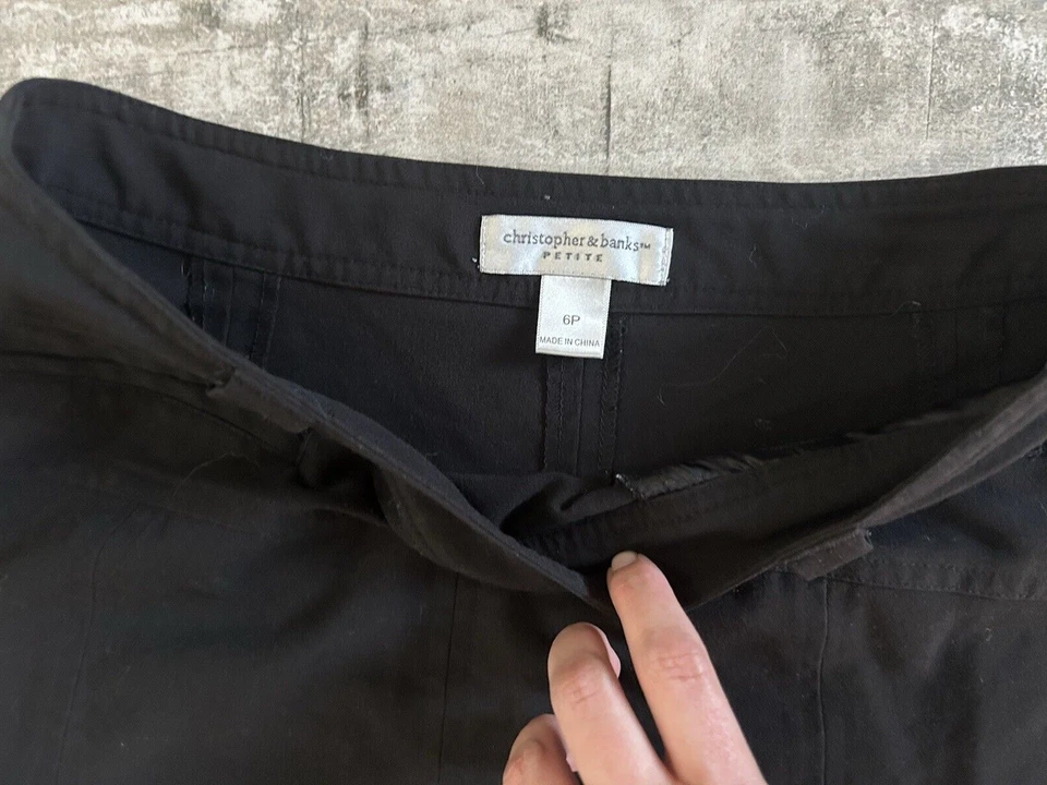 Falda midi negra Christopher Banks talla 6P pequeña plisada costuras dobladillo acampanado Y2K Foto 4 de 4