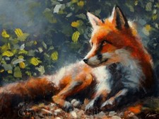 FOX PORTRAIT FINE ART ORIGINAL PAINTING 40 x 30 cm By UK Artist JOHN SILVER BA